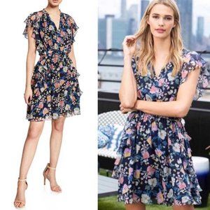 Shoshanna Venezia Floral-Print Ruffled Silk Dress 6